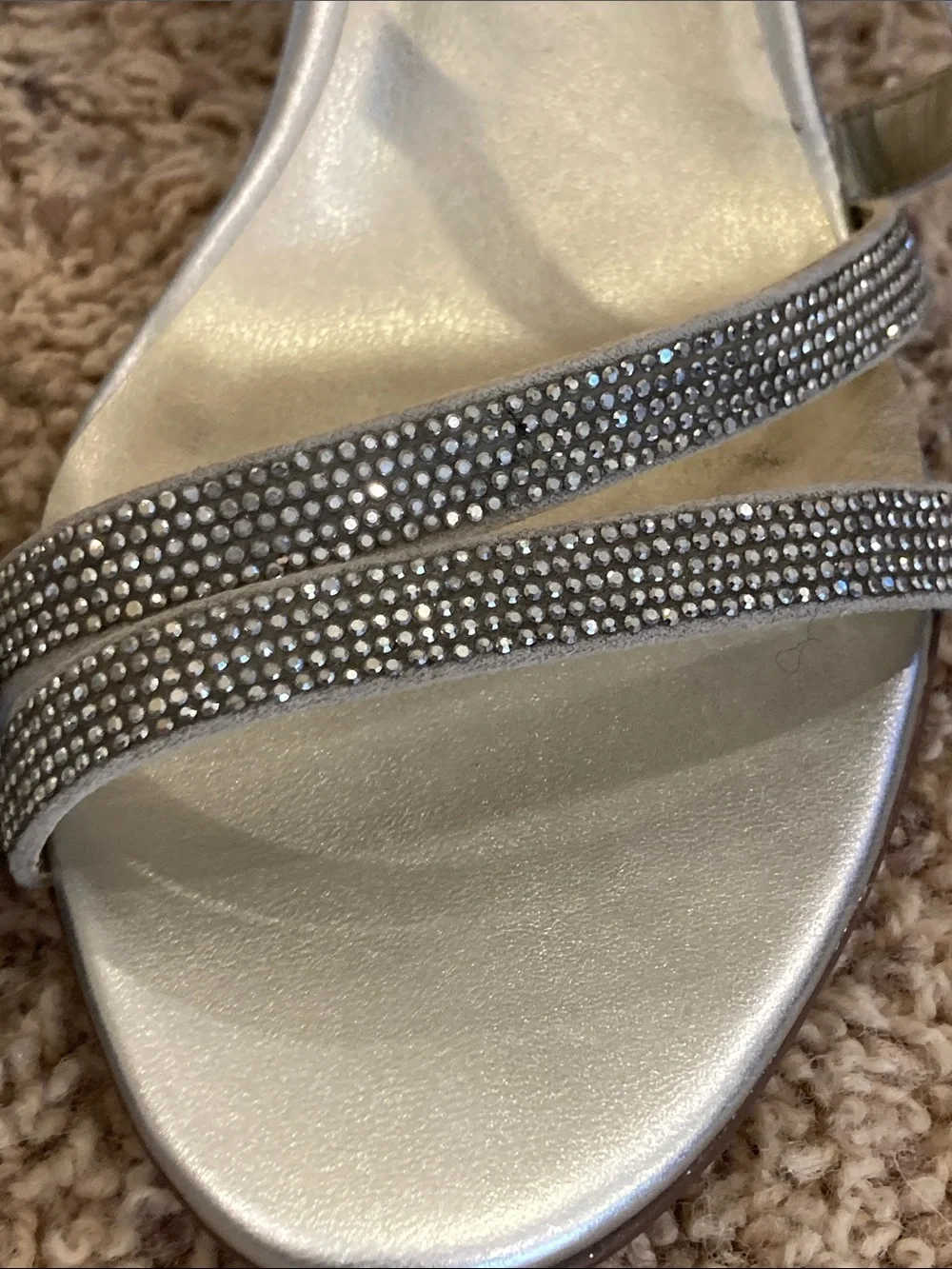 Naturalizer Silver Rhinestone Strappy Slingback Sandals